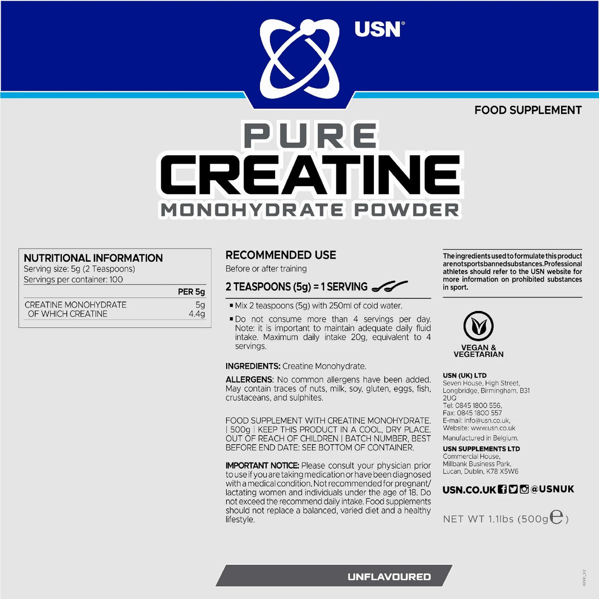 Pure Creatine Monohydrate Powder